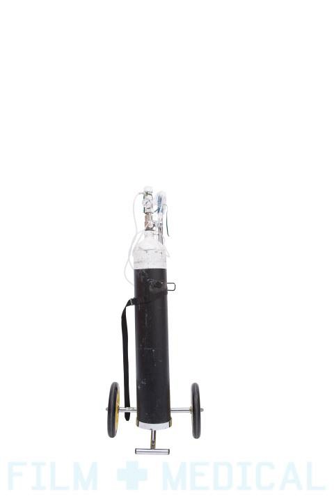 Period black metal oxygen tank